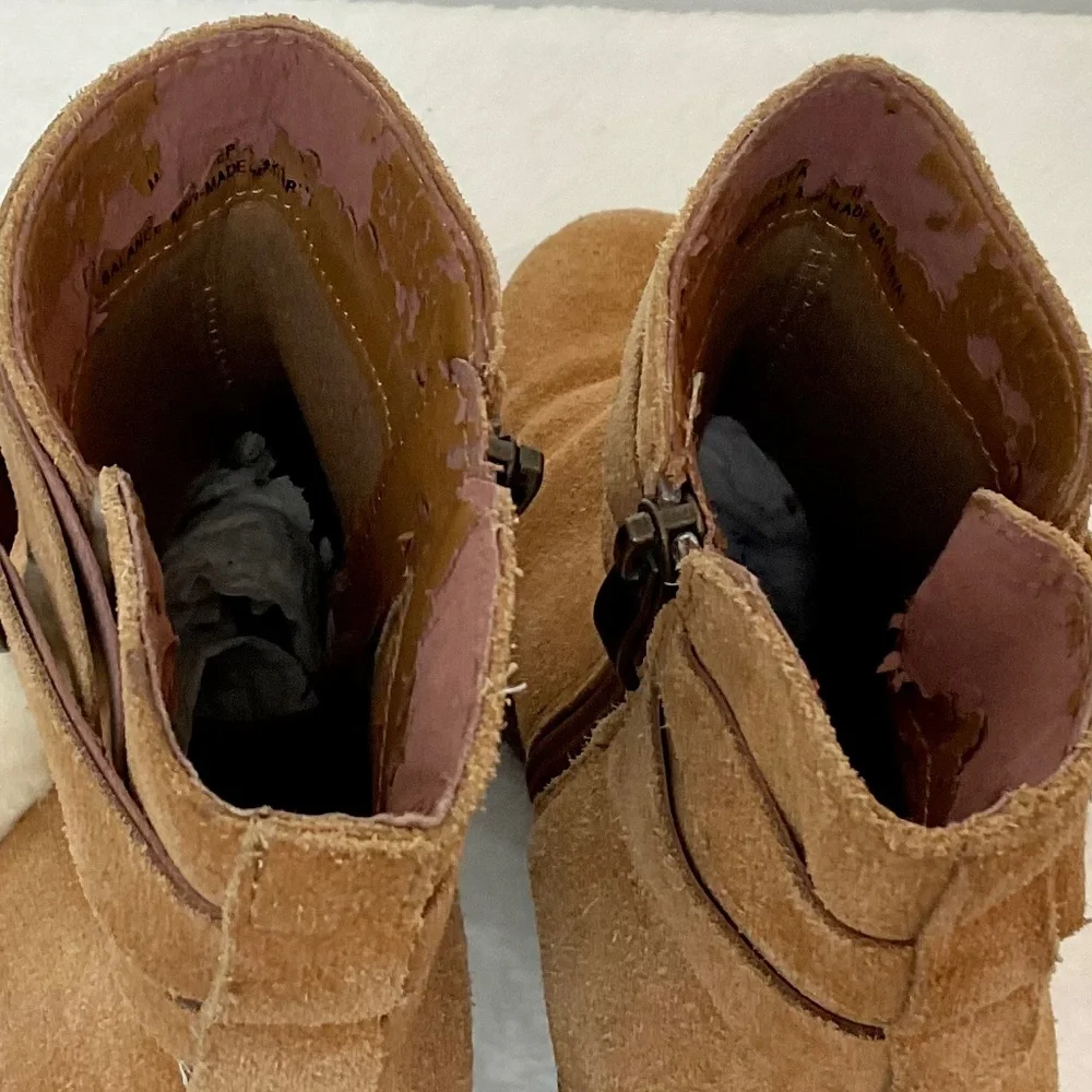 BJORNDAL AMY Fur Lined Brown Zip Up Ankle Wedge Suede Winter Booties Size 9 - Picture 10 of 16